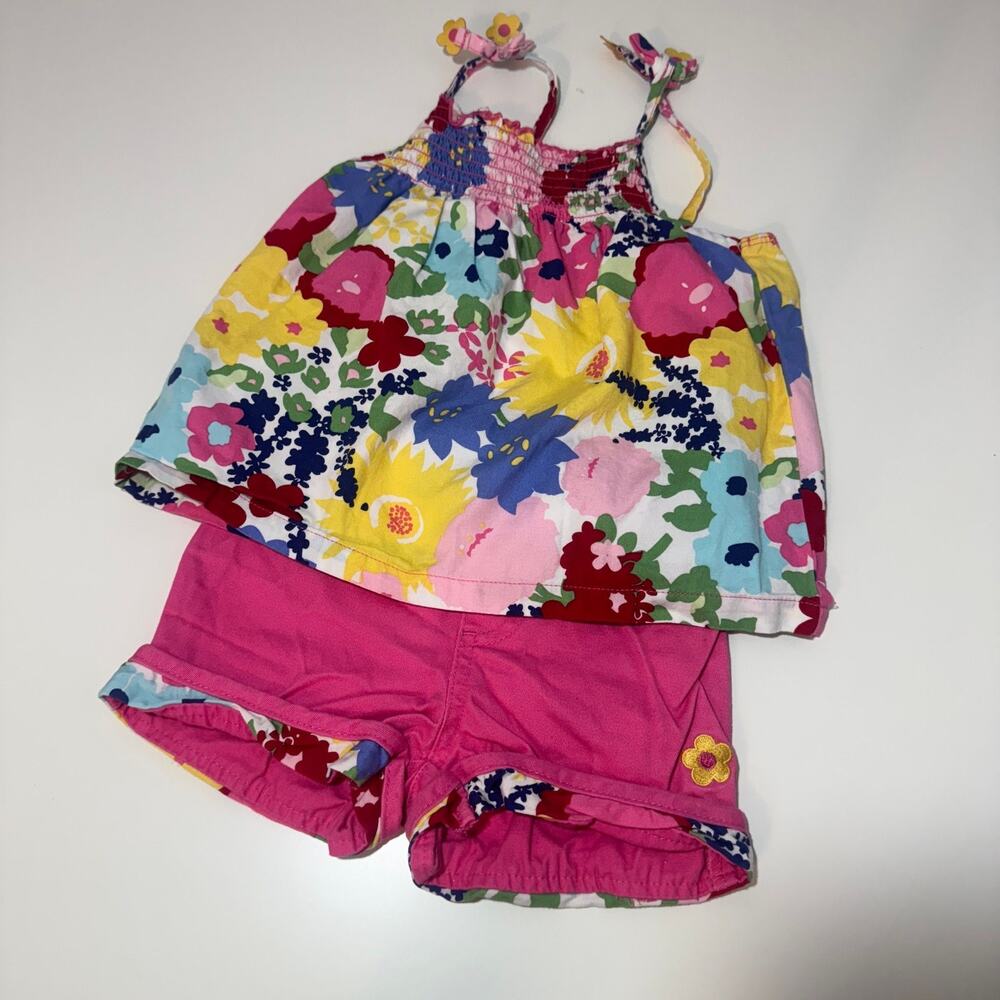 WonderKids Girl 3T 2PC Floral Tank Top & Pink Shorts Set Toddler Summer Outfit